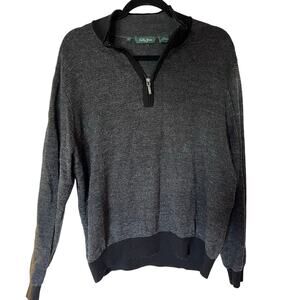 Bobby Jones Black and Grey Quarter Zip Merino Wool Sweater SZ L